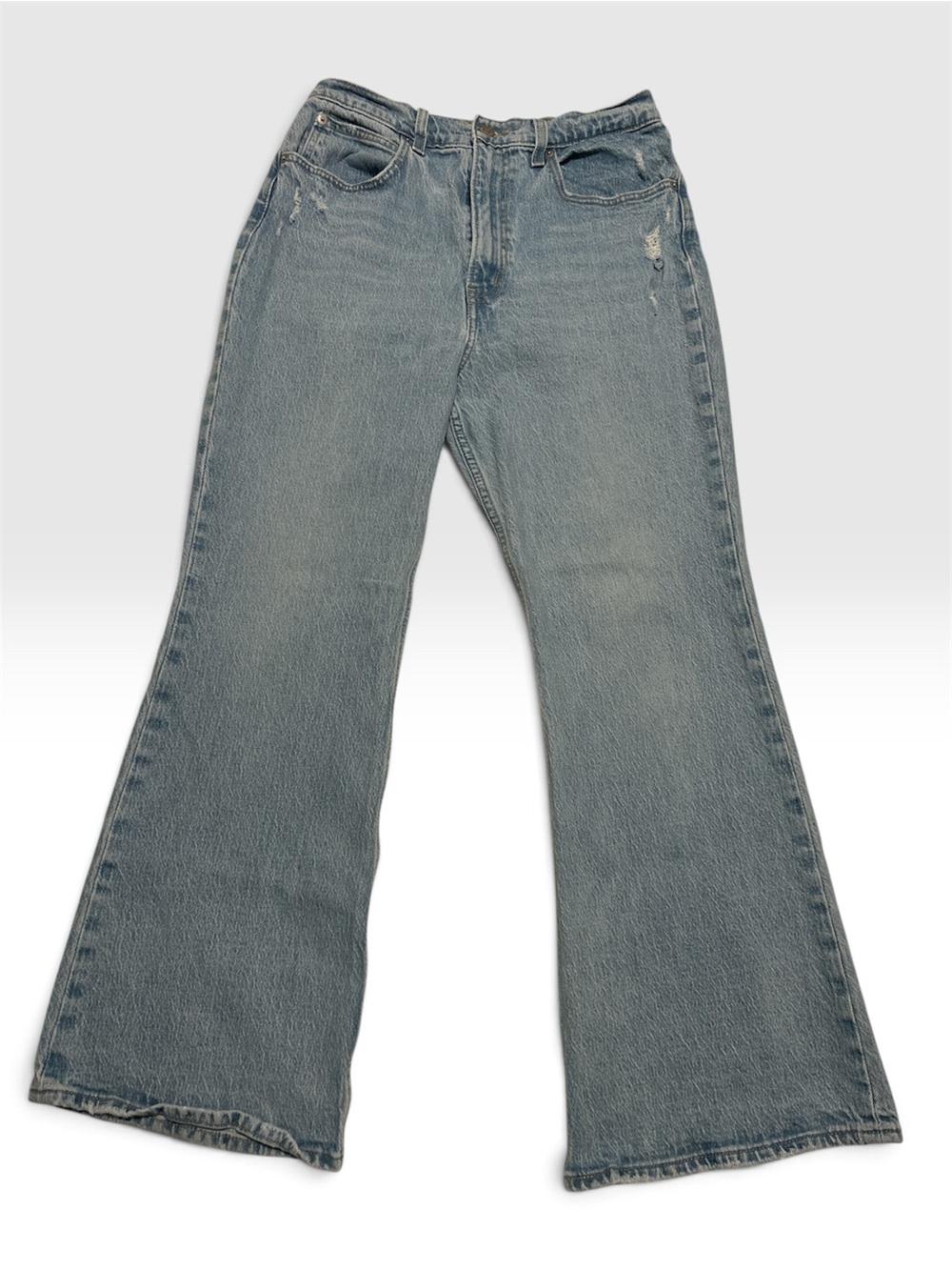Levi's 70’s High-Flare Lightly Distressed Faded Blue Jeans
